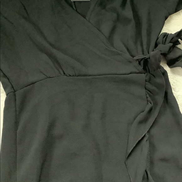 Nwt Boohoo Petite Black Woven Wrap Midi Dress Size 4 - Picture 10 of 11